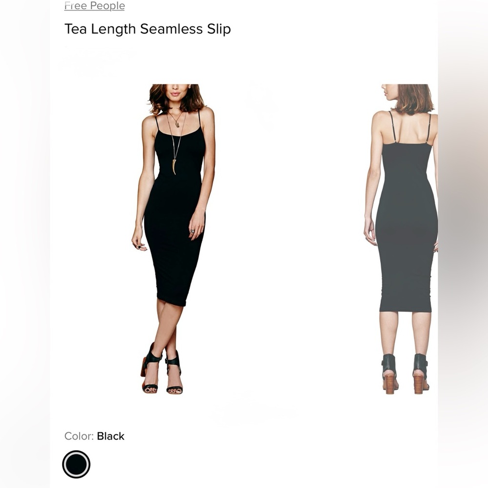 Free People Black Midi Slip Dress XS/S NWT | Fall Layering Bodycon